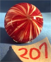 1 1/4" Dia. Red and White Swirl Glass Marble
