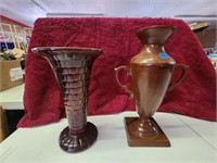 2 Brown Vases
