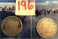 1905,1907 V Nickels