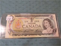 1973 CANADA ONE DOLLAR BILL