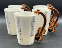 Set Of 5 Music Note Ceramic Coffee/Tea Cups