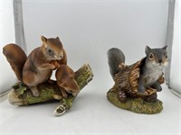 Squirrels on Log Figurine Porcelain