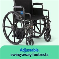 Medline Folding Wheelchair  18W x 16D Seat