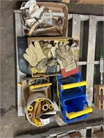 3 Fuel Nozzels,box of gloves, fuel can parts, more
