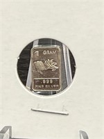 1g .999 Fine Silver Bar Koi Fish