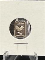 1g .999 Fine Silver Bar Rooster