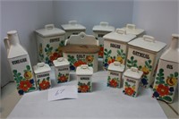 CZECH HAND PAINTED CANISTER & SPICE SET