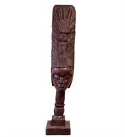 A Large And Fine Hand Carved  Head Bust Of An Afri