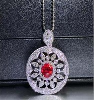 1.18ct Pigeon Blood Red Ruby Pendant 18K Gold