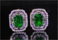 2.45ct Natural Emerald Drop Earrings 18K Gold