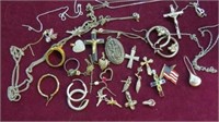 LOT OF MISC. JEWELRY SOME MARKED STERLING