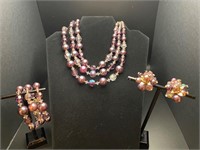 Vendome purple iridescent jewelry set