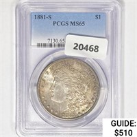 1881-S Morgan Silver Dollar PCGS MS65