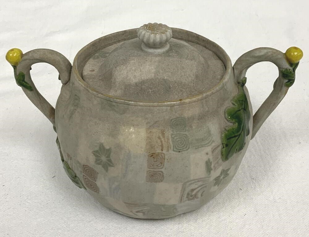 Japanese Banko Ware Tapestry Style Sugar Bowl