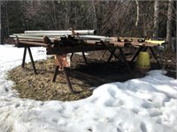2 Pipe Stands (14' L) c/w Misc Pipe & Rods