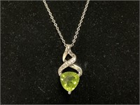 Sterling Green Stone Necklace 3.5gr TW 18in NEW