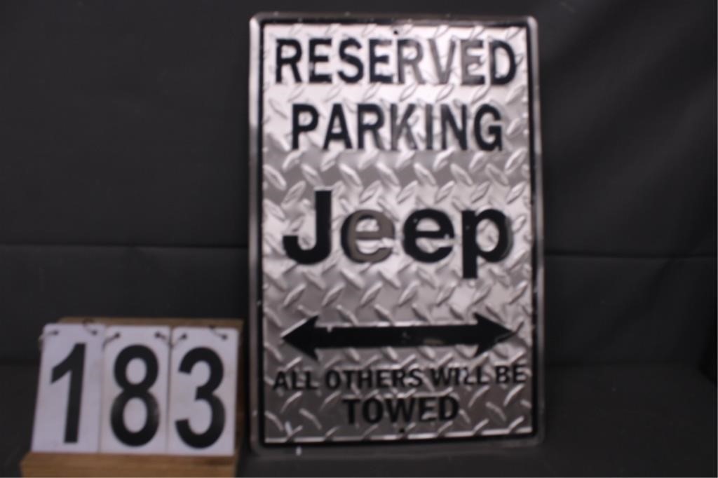 Jeep Parking Sign Metal 18" X 12"