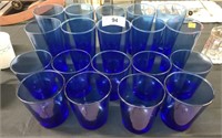 Set of cobalt blue glassware