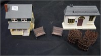 Two HO scale buildings and accessories.