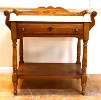 Oak marble top wash stand