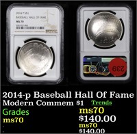2014-p Baseball Hall Of Fame Modern Commem $1 Grad