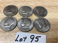 6- Bicentennial Kennedy Half Dollars