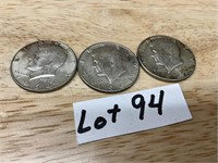 3-1964 Kennedy Half Dollars