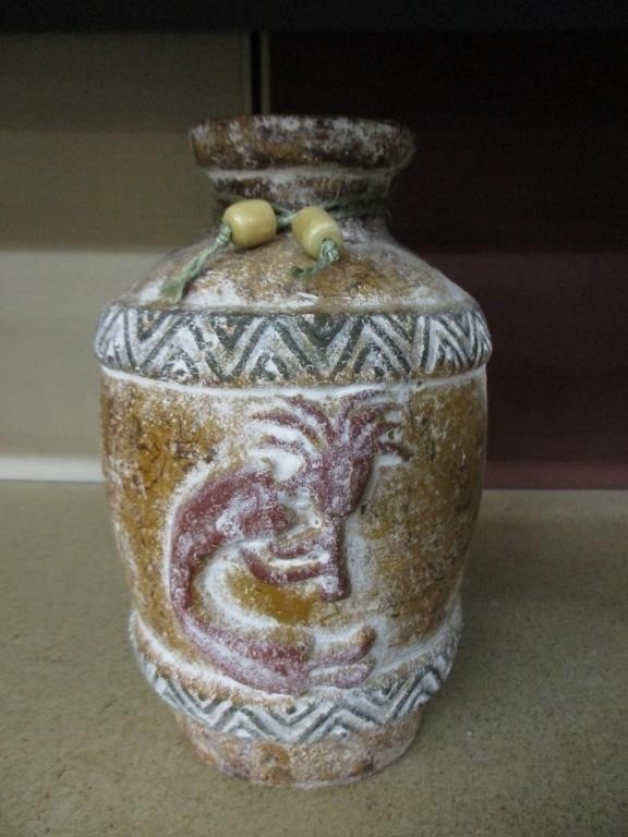 Decorative Ceramic Pot with Kokopelli design