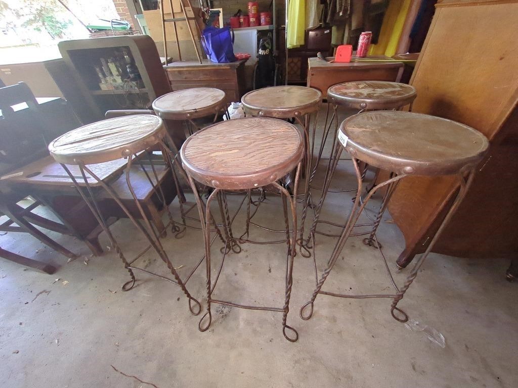 6 Vintage Ice Cream Parlor Tall Stool w/ Twisted