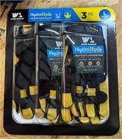 Hydra Hyde L Leather Work Gloves, 3pk, New