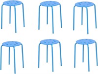 Set of 6 Portable Stack Stools 17.5" Blue