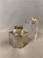 Sterling Silver Table Lighter and Covered Canister