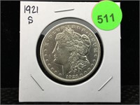 1921-S Morgan Silver Dollar in Flip