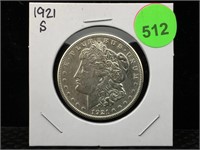 1921-S Morgan Silver Dollar in Flip