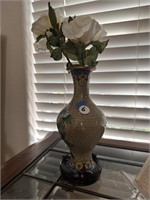 VASE OF FAUX ROSES