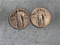 Two 1928S Standing Liberty quarters