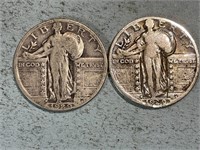 1929D and 1929S Standing Liberty quarters