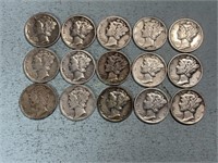 Fifteen 1940’s Mercury dimes