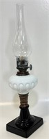VERY NICE 1800'S MILK GLASS & AMETHYST OIL LAMP