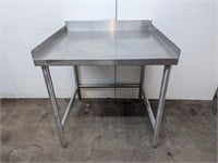 S/S WORK TABLE W/ 3-SIDED EDGE, 34" X 30"