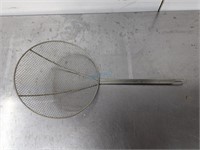 NICKLE PLATED ROUND FRYER SKIMMER, 12" X 24.5"