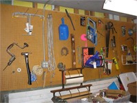 CONTENTS ON PEG BOARD ON GARAGE WALL (SOUTH)