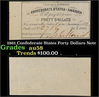 1861 Confederate States Forty Dollars Note Grades