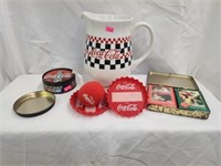 lot of coca cola pitcher cards coasters and more
