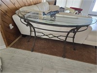 Large Glass Top Half Round Table