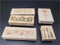 5 Lag Wood Handle Rubber Ink Stamps