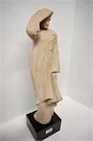 Ceramic Statue on Wood Base