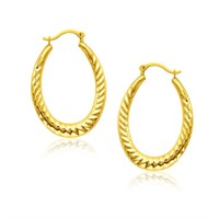14k Gold Textured Details Hoop Earrings