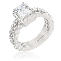 Radiant Cut 2.40ct White Sapphire Ring Set