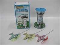 Schylling Aerodrome Control Tower Tin Wind Up Toy